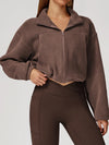 ZASUWA Female Fleece Pocket Cropped Jacket