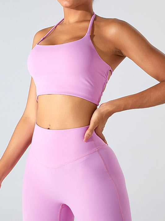 ZASUWA Female Solid Color Backless Cross Back Sports Bras