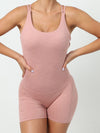 ZASUWA Female Solid Color Push Up Design Cross Back Quick Dry Scrunch Bum Romper