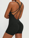 ZASUWA Female Cross Back U Collar Scrunch Bum Hip-lift Romper