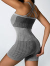 ZASUWA Female Ribbed Stripes Tummy Control Romper