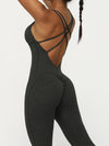 ZASUWA Female Cross Back U Collar Scrunch Bum Hip-lift Jumpsuit
