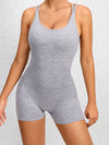 ZASUWA Female Solid Color Push Up Design Cross Back Quick Dry Scrunch Bum Romper