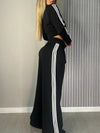 ZASUWA Female Contrast Color Stripes Big Heart Collar Pocket Casual Tracksuit