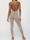 ZASUWA Female Cross Back U Collar Scrunch Bum Hip-lift Jumpsuit