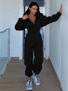 ZASUWA Female Long Sleeves Zipper Hooded Jumpsuit