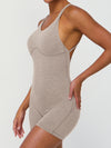 ZASUWA Female Cross Back U Collar Scrunch Bum Hip-lift Romper