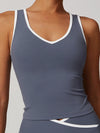 ZASUWA Female Contrast Color Deep V Collar Backless Tank