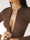 ZASUWA Female Zipper Long Sleeves Bodysuit