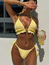 ZASUWA Female Sexy Solid Color Flounce Folds Bikini Set