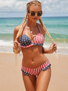 ZASUWA Female Sexy Flags Print Flounce Backless Bikini Set