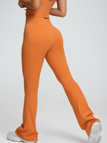 ZASUWA Female V-shaped Waist Solid Color Flare Leggings