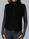 ZASUWA Female Fleece Zipper Pocket Stand Up Collar Vest Jacket