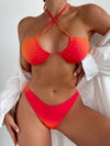 ZASUWA Female Sexy Ombre Mesh 3 Pieces Bikini Set