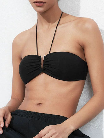 ZASUWA Female Halter Folds Backless Sports Bras