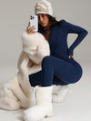 ZASUWA Female Sexy Solid Color Zipper Fleece Jumpsuit