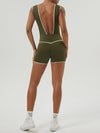 ZASUWA Female Contrast Color V-neck Backless with Chest Pads Romper