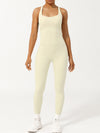 ZASUWA Female Cross Back Hollow Out Adjustable Strap Backless Corset Quick Dry Jumpsuit