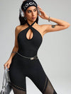 ZASUWA Female Sexy Hollow Out Fishnet Backless Elastic Tight Jumpsuit