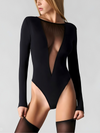🖤ZASUWA Female Sexy Mesh Deep Backless Long-Sleeve Bodysuit