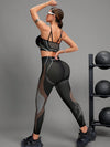 ZASUWA Female Sexy Contrast Color Stripe Fishnet Push Up Design Elastic Tight Tracksuit