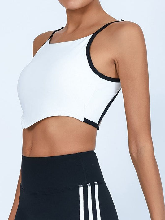 ZASUWA Female Contrast Color Elastic Tight Quick Dry Hollow Out Backless Sports Bras