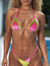 ZASUWA Female Contrast Color Velvet Splicing with Metal Heart Bikini Set