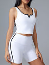 ZASUWA Female V-neck Contrast Color Stripes with Chest Pads High-rise Push Up Design Short Tracksuit