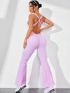 ZASUWA Female Cross Back Scrunch Bum Flare Ribbed Jumpsuit