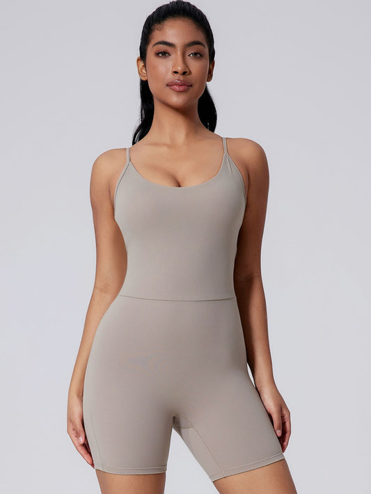 ZASUWA Female Backless Solid Color Elastic Tight Romper