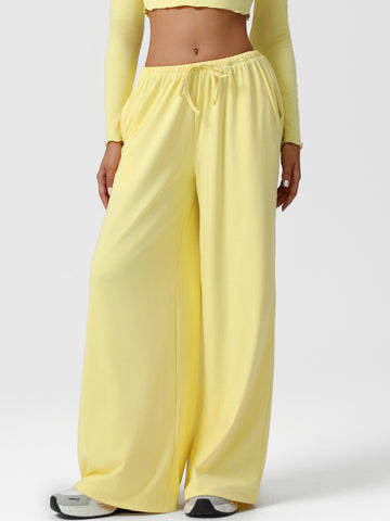 ZASUWA Female Drawstring Pocket Solid Color Casual Pants