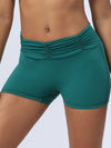 ZASUWA Female Solid Color Folds Elastic Tight Seamless Shorts