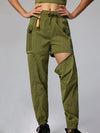 ZASUWA Female Drawstring Pocket Casual Cargo 2 in 1 Design Pants