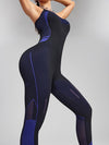 ZASUWA Female with Chest Pads Contrast Color Fishnet Stripe Print Tracksuit
