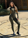 ZASUWA Female Trendy Zipper Peach Booty Jumpsuit