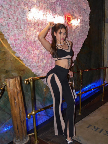 ❤ZASUWA Female Super Sexy Unique Sheer Mesh Split Tracksuit