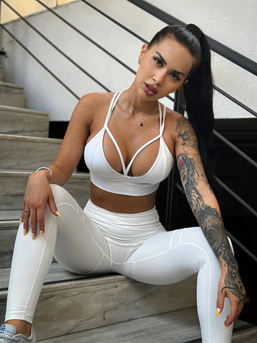 ❤ZASUWA Female Extra Sexy Push-Up "Juicy White" Cross Back Tracksuit