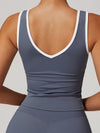 ZASUWA Female Contrast Color Deep V Collar Backless Tank