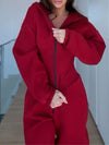 ZASUWA Female Long Sleeves Zipper Hooded Jumpsuit