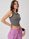 ZASUWA Female U Collar Contrast Color Stripe Quick Dry Tank