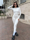 ❤ZASUWA Female Trendy Solid Color Zipper Jumpsuit