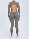 ZASUWA Female Backless Zipper Hollow Out Scrunch Bum Jumpsuit