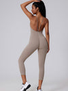 ZASUWA Female V-shaped Cross Back U Collar Backless Hip-lift Jumpsuit