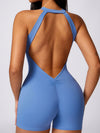 ZASUWA Female Backless Hollow Out V-shaped Waist Scrunch Bum Romper