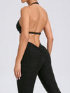 ZASUWA Female Deep V Back Pocket Scrunch Bum Halter Backless Tracksuit