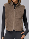 ZASUWA Female Fleece Zipper Pocket Stand Up Collar Vest Jacket