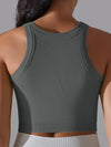 ZASUWA Female Solid Color Ribbed Elastic Tight Round Neck Tank