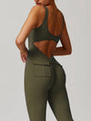 ZASUWA Female Sexy Cutout Pocket Flare Booty Cargo Jumpsuit