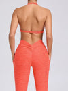 ZASUWA Female Deep V Back Pocket Scrunch Bum Halter Backless Tracksuit