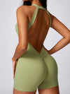 ZASUWA Female Backless Hollow Out V-shaped Waist Scrunch Bum Romper